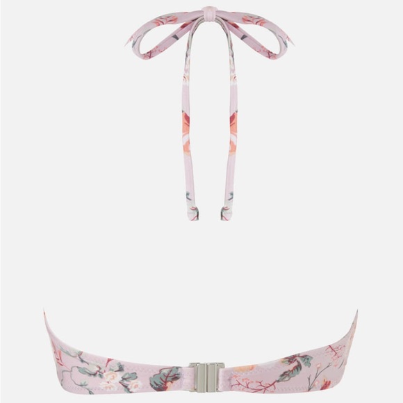 NWT Mink Pink Women's Summer Meadow Tie Front bikini Top Multi Pink Floral - Picture 5 of 11